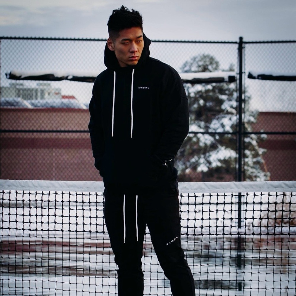 TYDAL men’s v2 classic black embroidered hoodie